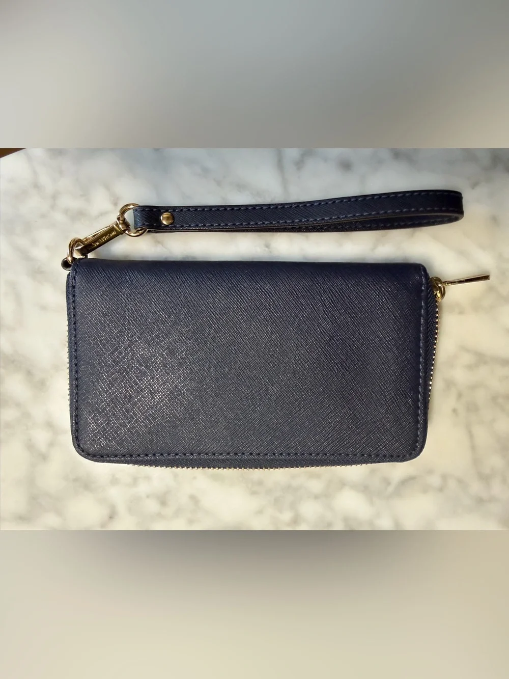 Michael Kors Navy Blue Jet Set Zip Around Wristlet Wallet